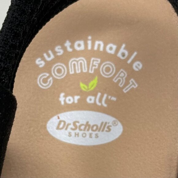 Dr. Scholls Black Blossom Strappy Platform Sandals US 10M Faux Wood Block Heel - Picture 8 of 11